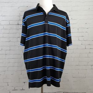 Callaway Black Blue Striped Golf Polo Shirt